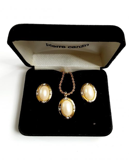 Cardin pearl diamante necklace earrings set