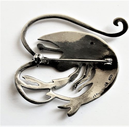 Peru silver lobster brooch back