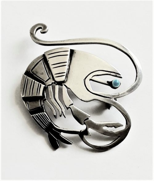 Peru silver lobster brooch