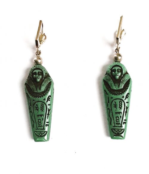 Green Egyptian Mummy Earrings backs