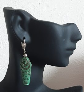 Gren Egyptian Mummy Earrings on dummy