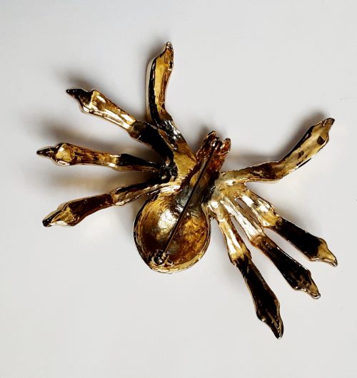 gilt diamante spider brooch back