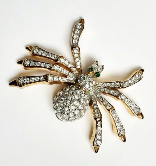 gilt diamante spider brooch