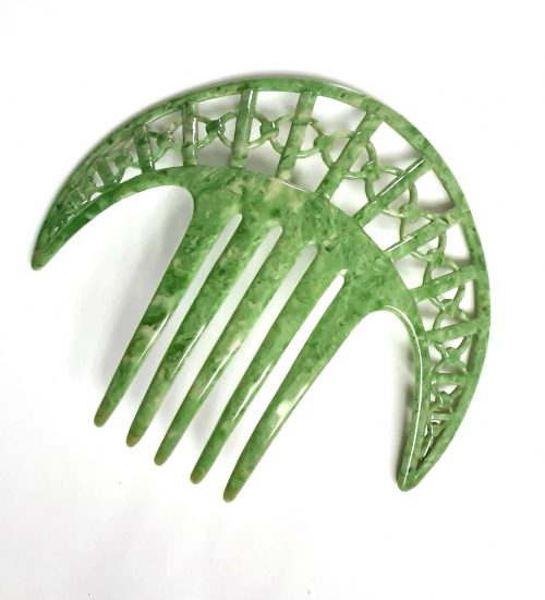 green celluloid hair comb