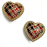 Butler & Wilson plaid earrings clips