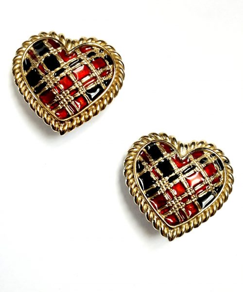 Butler & Wilson plaid earrings clips