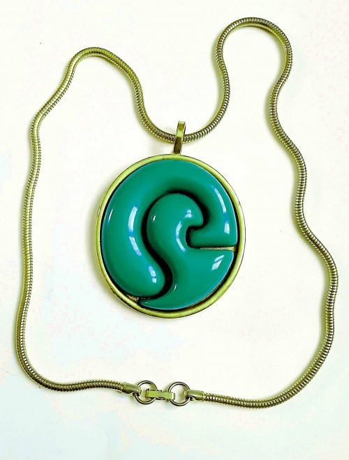 Cardin green gilt pendant vintage