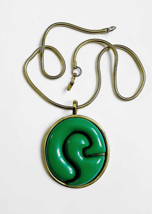 Cardin green gilt pendant necklace vintage