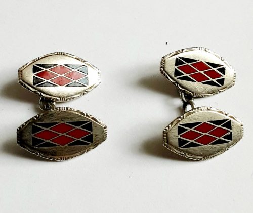 Deco red black cufflinks front2.