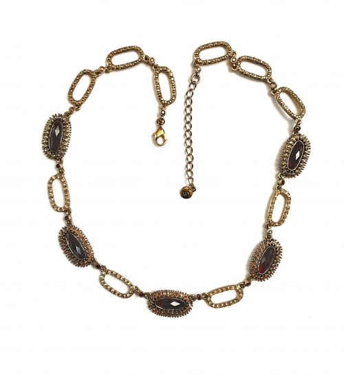 Liz Claiborne red stones necklace