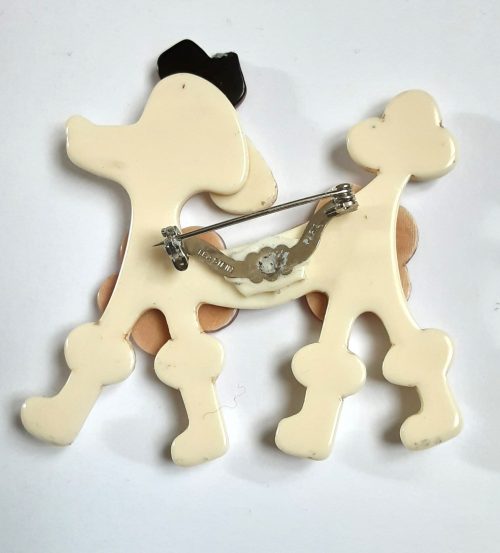 Lea Stein pearlised poodle brooch back