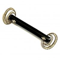 Deco black diamante brooch