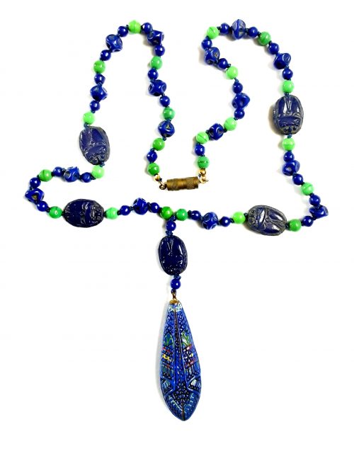 Egyptian Revival blue beads necklace