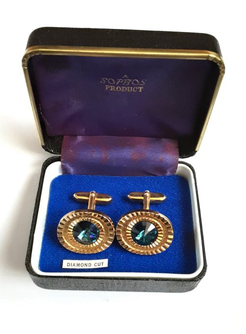 Sophos blue stones cufflinks in box