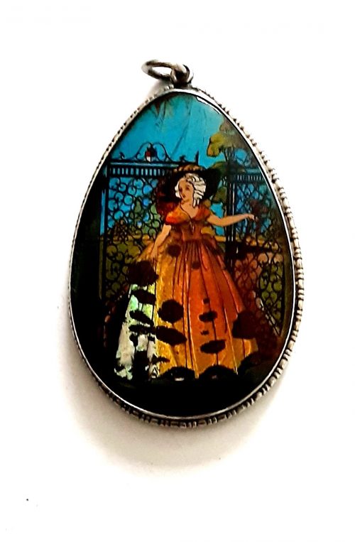 butterfly wing crinoline lady pendant