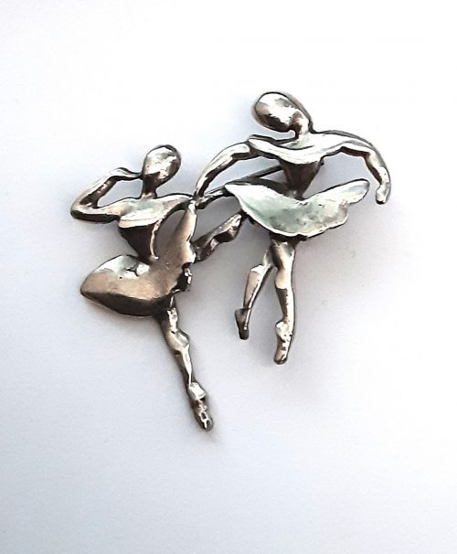 silver ballet dancer brooch