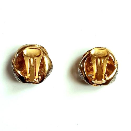 Diamante gold tone small clip earrings backs