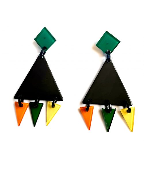 triangles coloured stud earrings