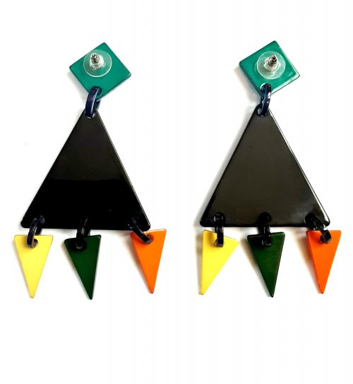 triangles coloured stud earrings back