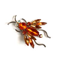 orange stones bug brooch