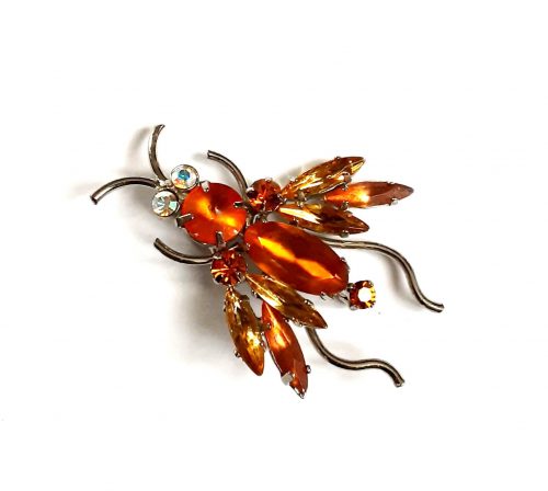 orange stones bug brooch