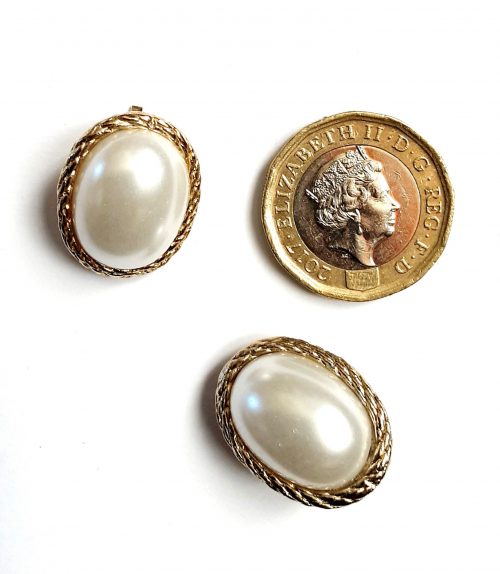 pearl clip earrings with coin