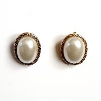 faux pearl clip earrings