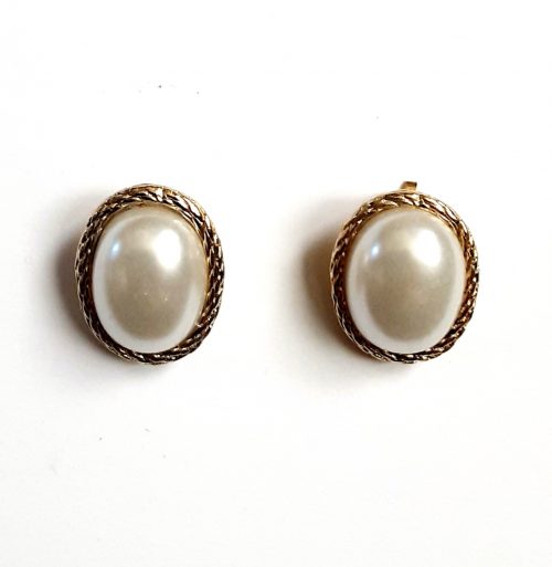 faux pearl clip earrings