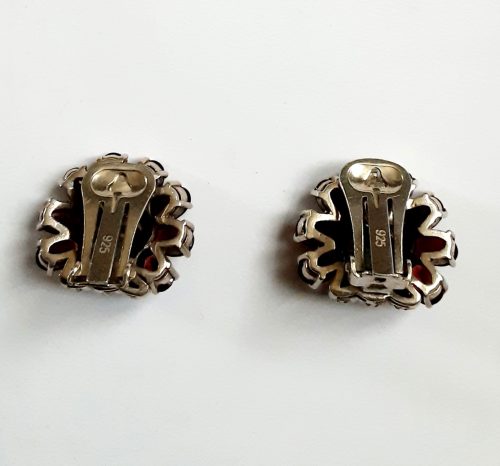 red stones marcasite clip earrings backs1