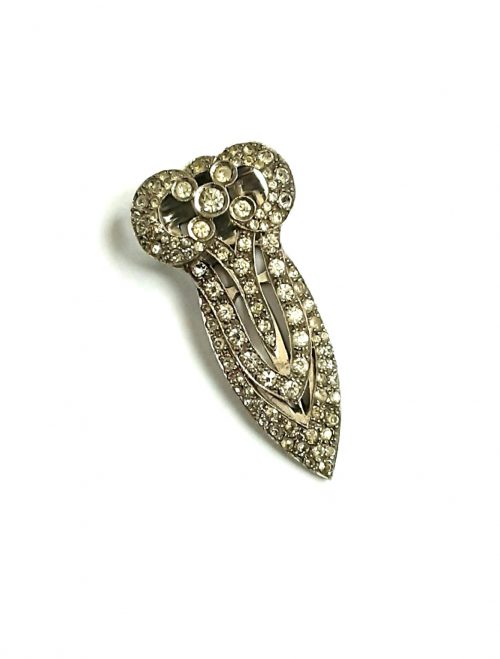 silver diamante dress clip