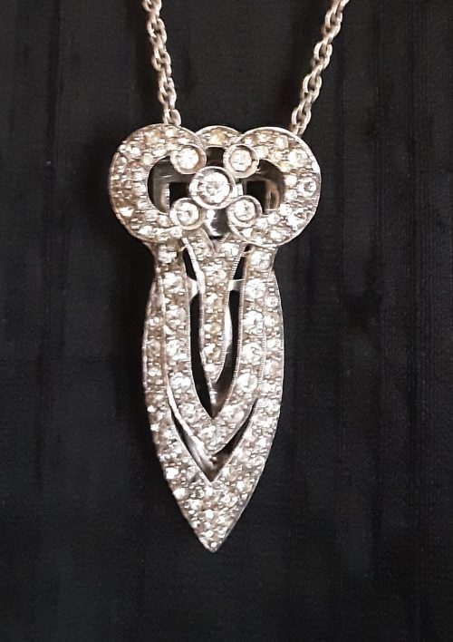 silver diamante dress clip on chain