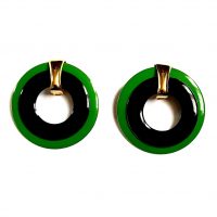 green black large clip earrings