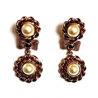 Butler & Wilson pearl gilt earrings 3