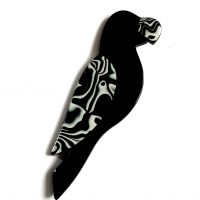 Lea Stein black white parrot brooch